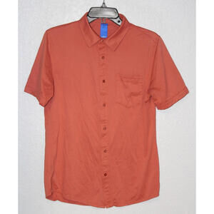 Kit And Ace Men SMALL Orange City Tech Short Sleeve Button Front Shirt